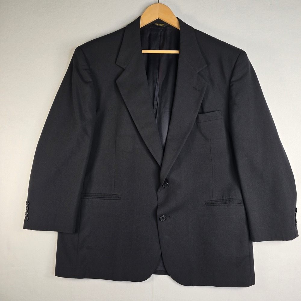 Stanley Blacker Couture Mens Black Two Button Blazer Sport Coat Made in USA